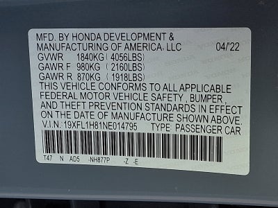 2022 Honda Civic Hatchback Sport Touring