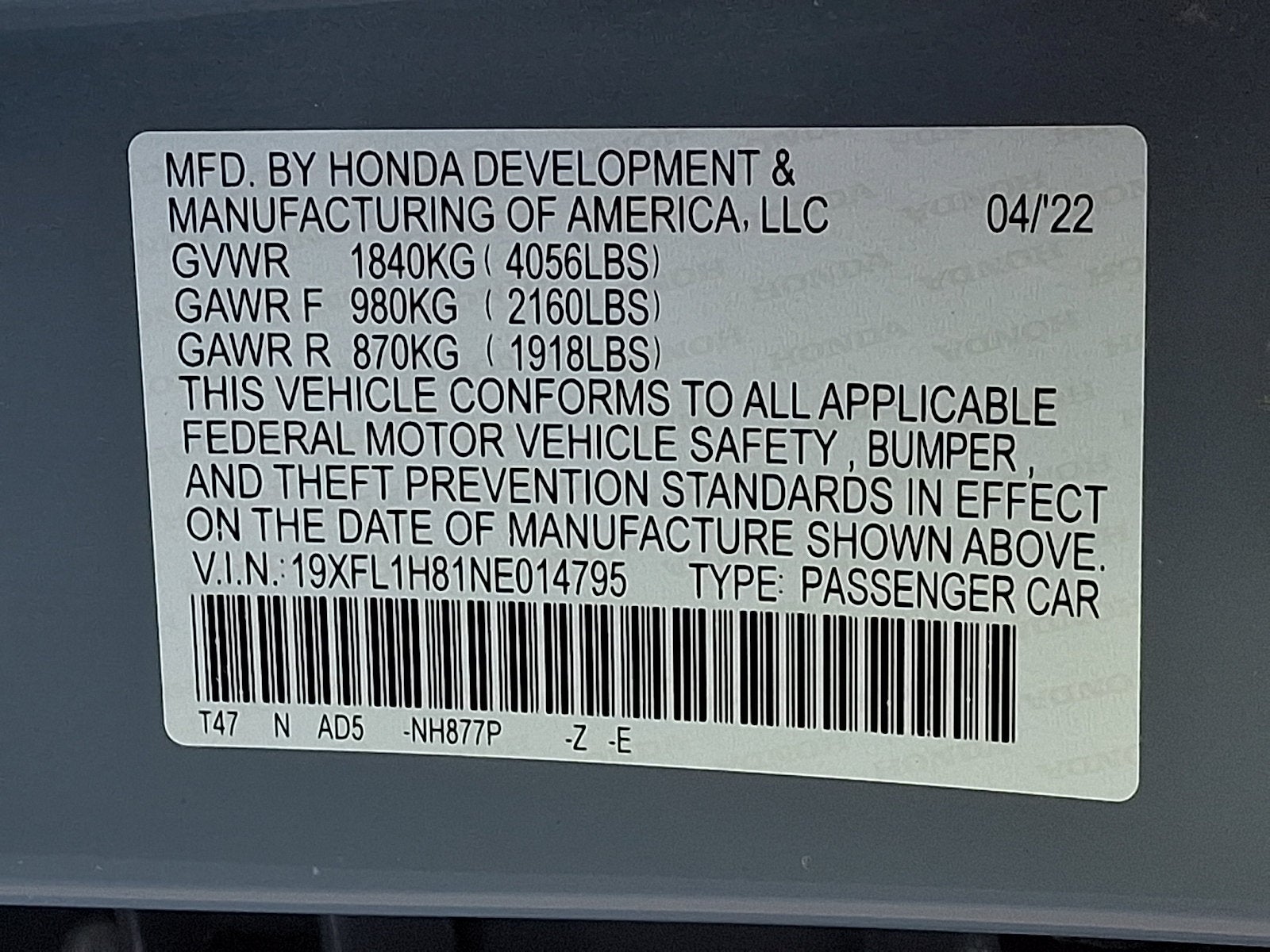 2022 Honda Civic Hatchback Sport Touring