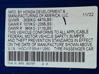 2022 Honda Accord Sedan Sport