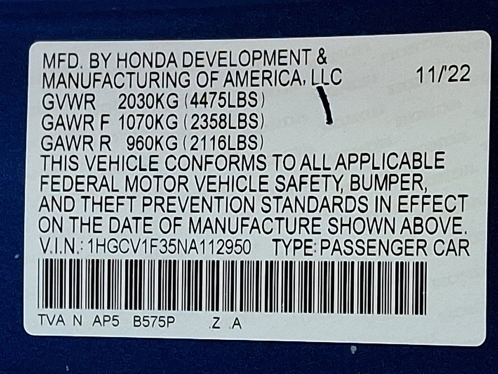 2022 Honda Accord Sedan Sport