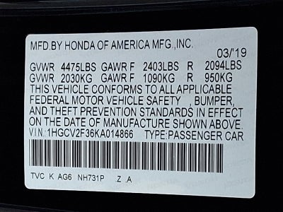 2019 Honda Accord Sedan Sport 2.0T