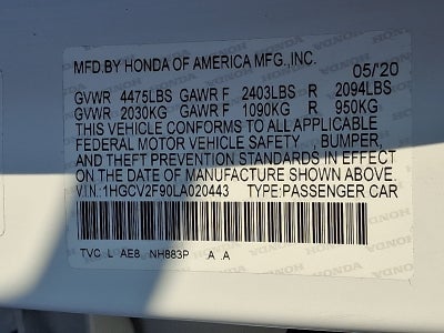 2020 Honda Accord Sedan Touring