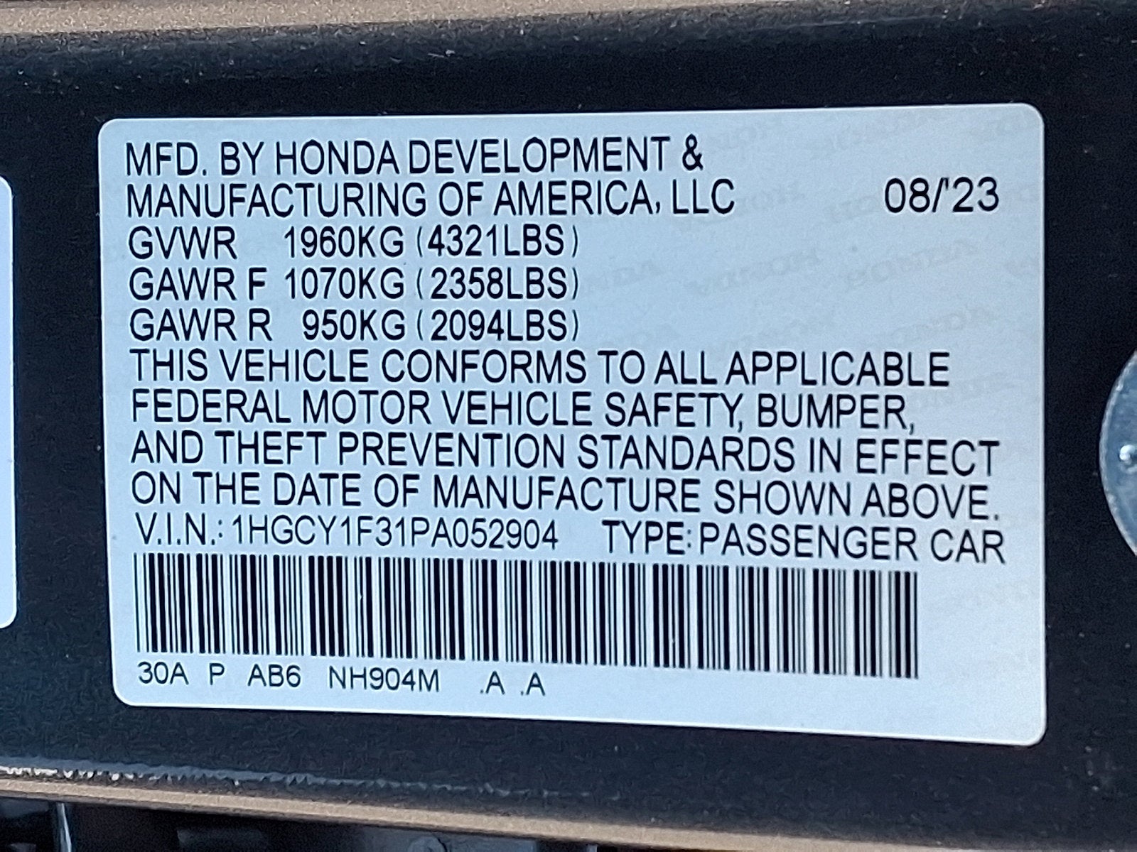 2023 Honda Accord Sedan EX