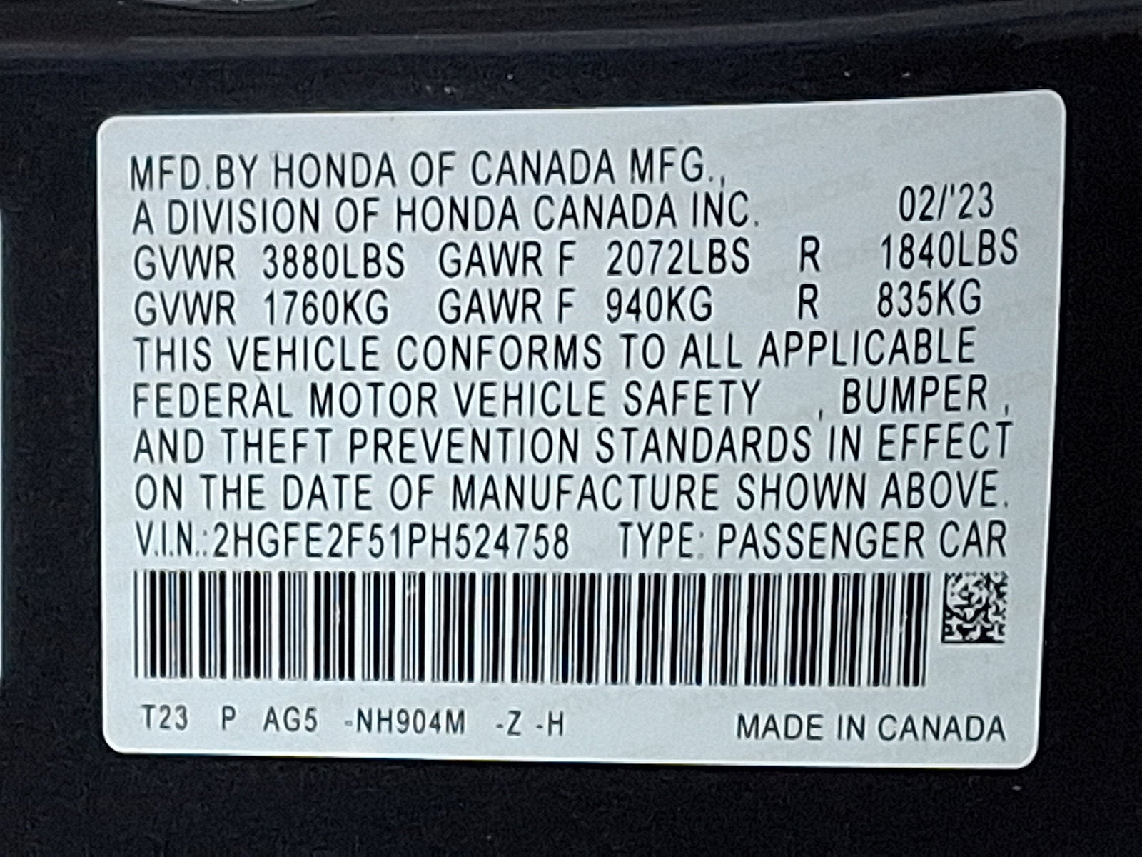 2023 Honda Civic Sedan Sport