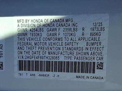 2026 Honda Civic Sedan Hybrid Sport