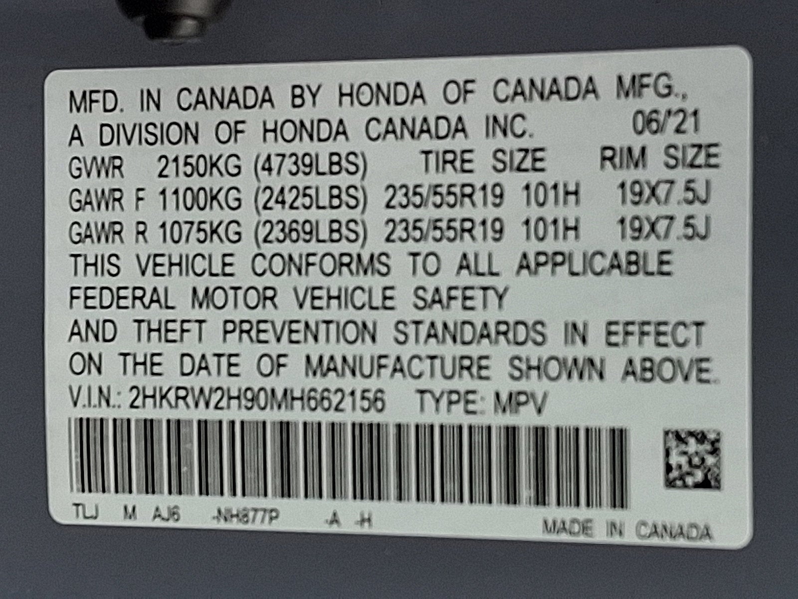 2021 Honda CR-V Touring