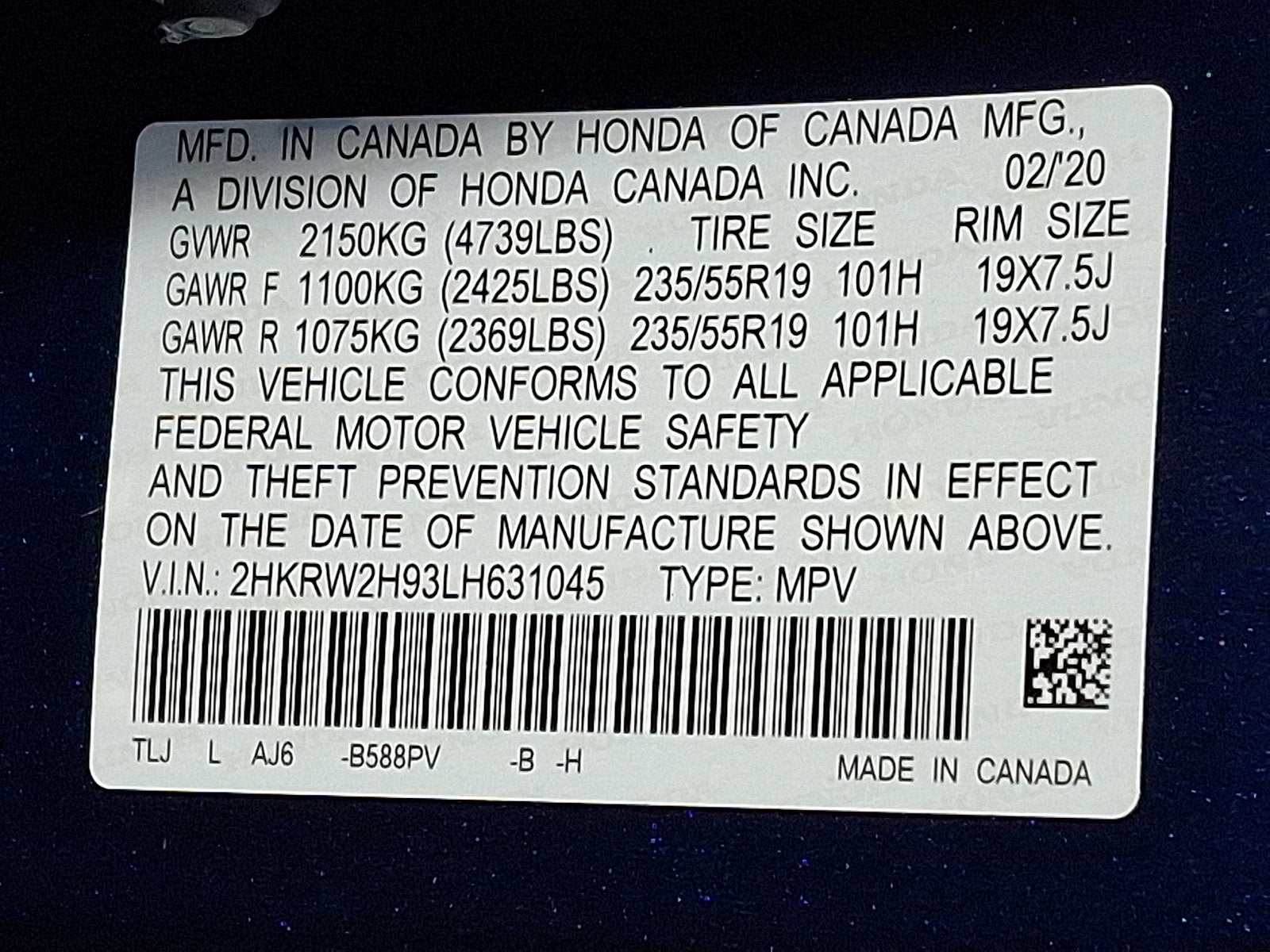 2020 Honda CR-V Touring