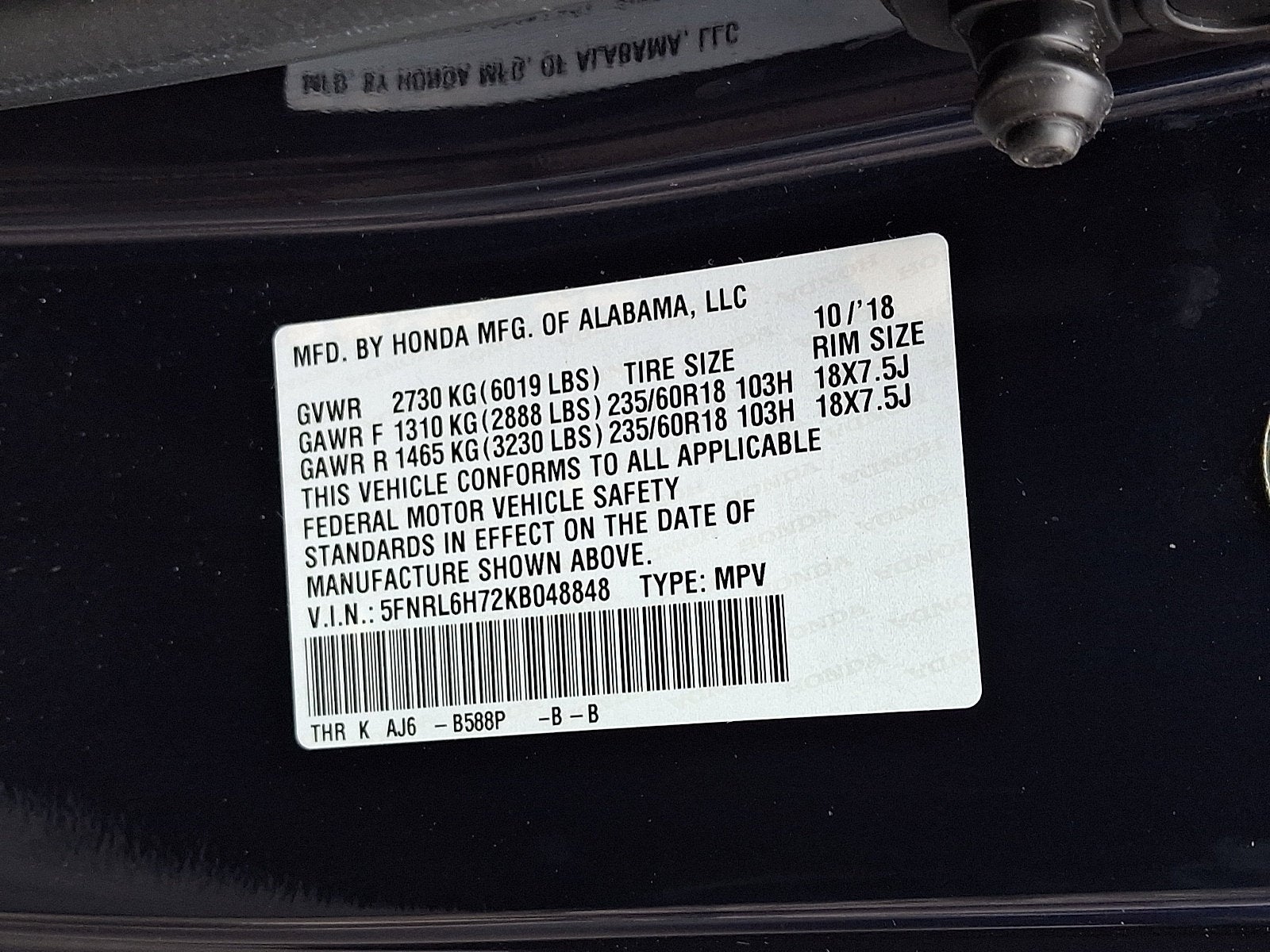 2019 Honda Odyssey EX-L with Navi/RES