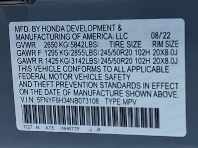 2022 Honda Pilot Sport