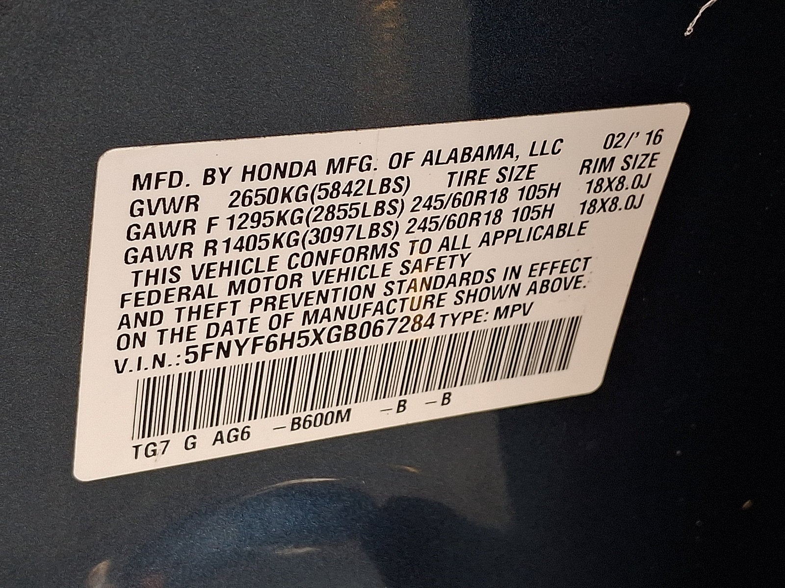 2016 Honda Pilot EX-L