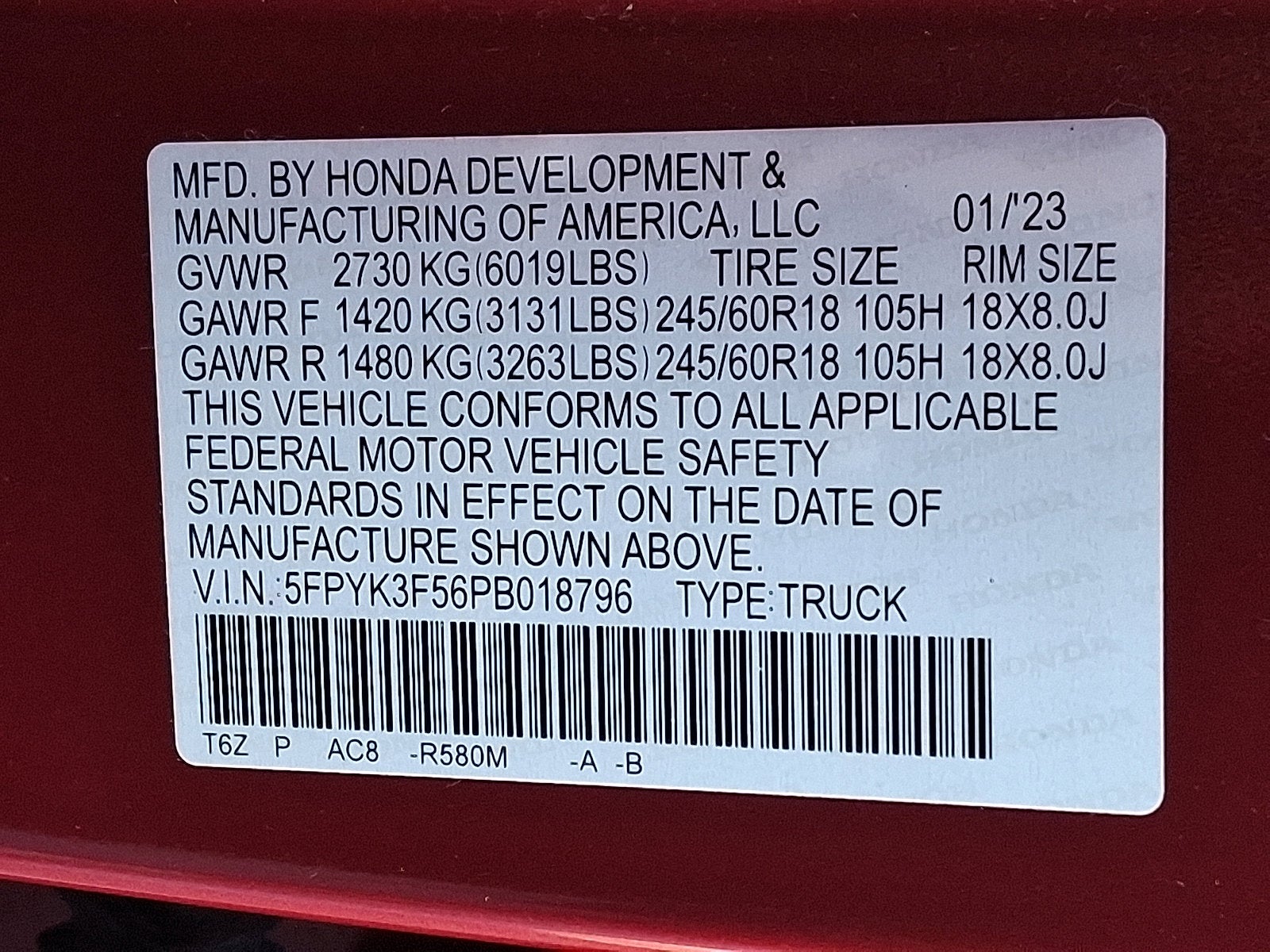 2023 Honda Ridgeline RTL