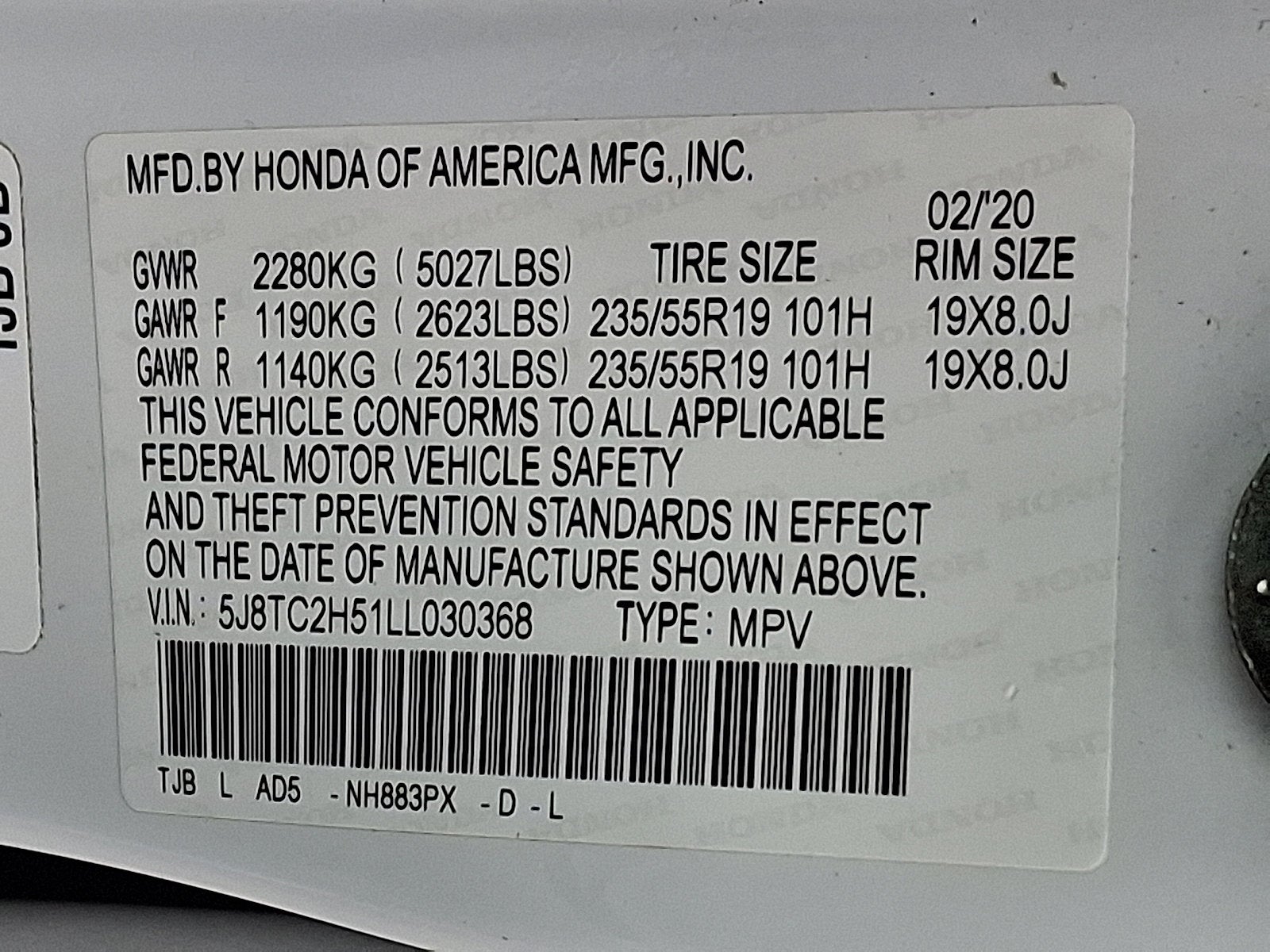 2020 Acura RDX with Technology Pkg