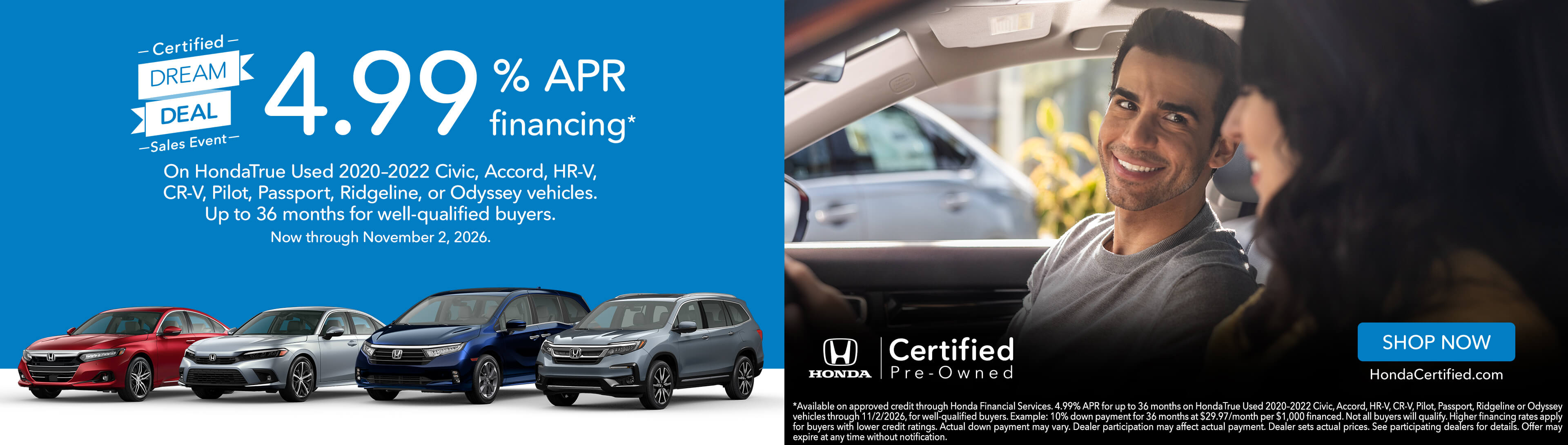  Certified Dream Deal on select models 